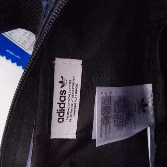 New Adidas Blue Black Monogram Graphic Adjustable Waist Bag Pouch Belt Bag - Picture 13 of 16